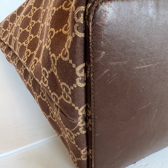 Gucci GG Monogram Brown and Tan Canvas Open Tote - Picture 10 of 15